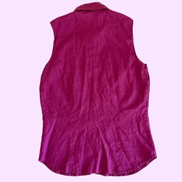 Carol Little Purple Linen Sleeveless Top Vest - Picture 4 of 5